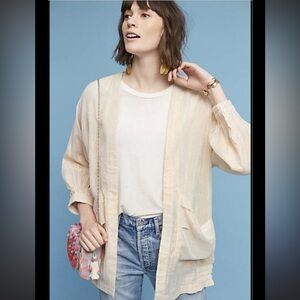 Hei Hei Anthropologie Women's Cream Gold Shrug/Cardigan